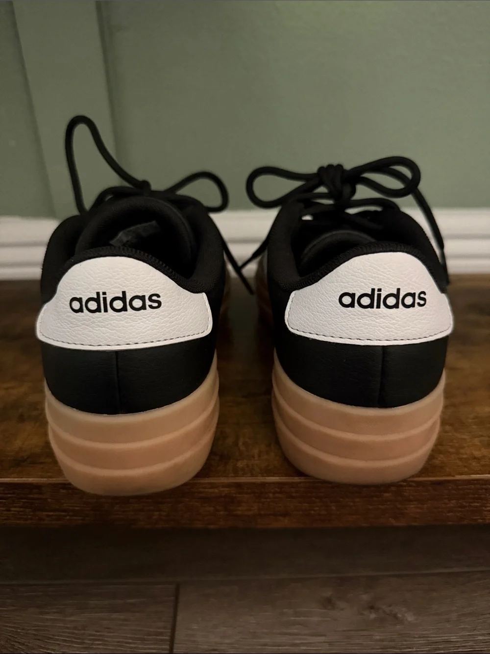 adidas Black & White Platform Sneakers with Gum Sole